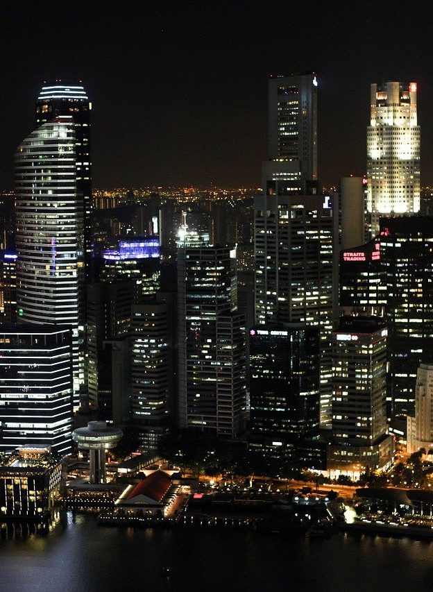 buildings, skyline, city lights